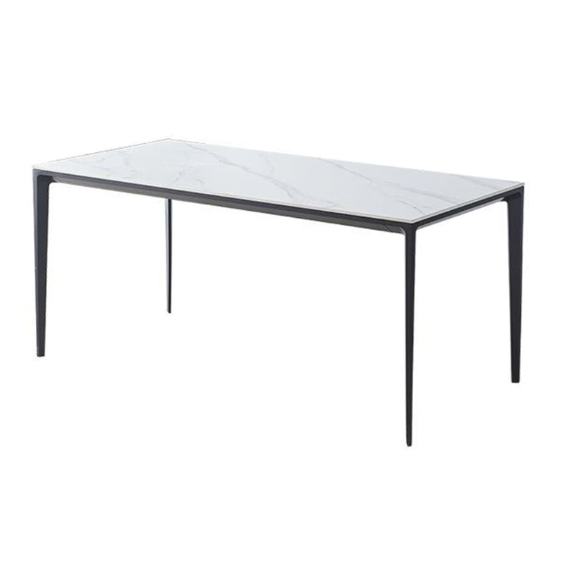 Contemporary Sintered Stone Dining Table Rectangle Table with Metal Legs for Home Use