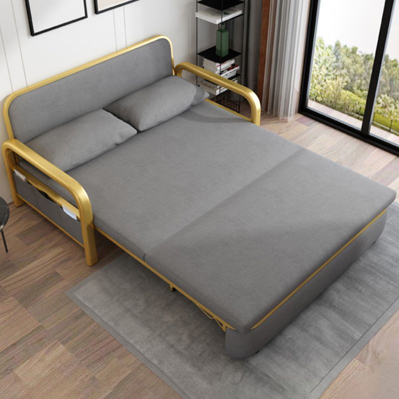 Gray Faux leather Sleeper Sofa 35.43" Wide Foldable Sofa Bed with Cushion Back