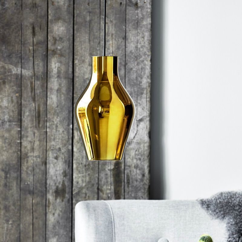 Urn Hanging Light Contemporary Gold Glass 1 Testa Apparecchio di illuminazione a sospensione, largo 6,5 "/8,5"