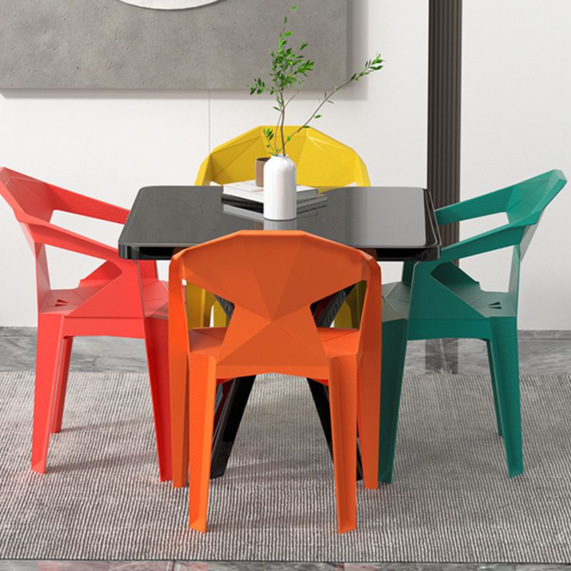 Modern Plastic Dining Table Outdoor Water Resistant Patio Table with Umbrella Hole