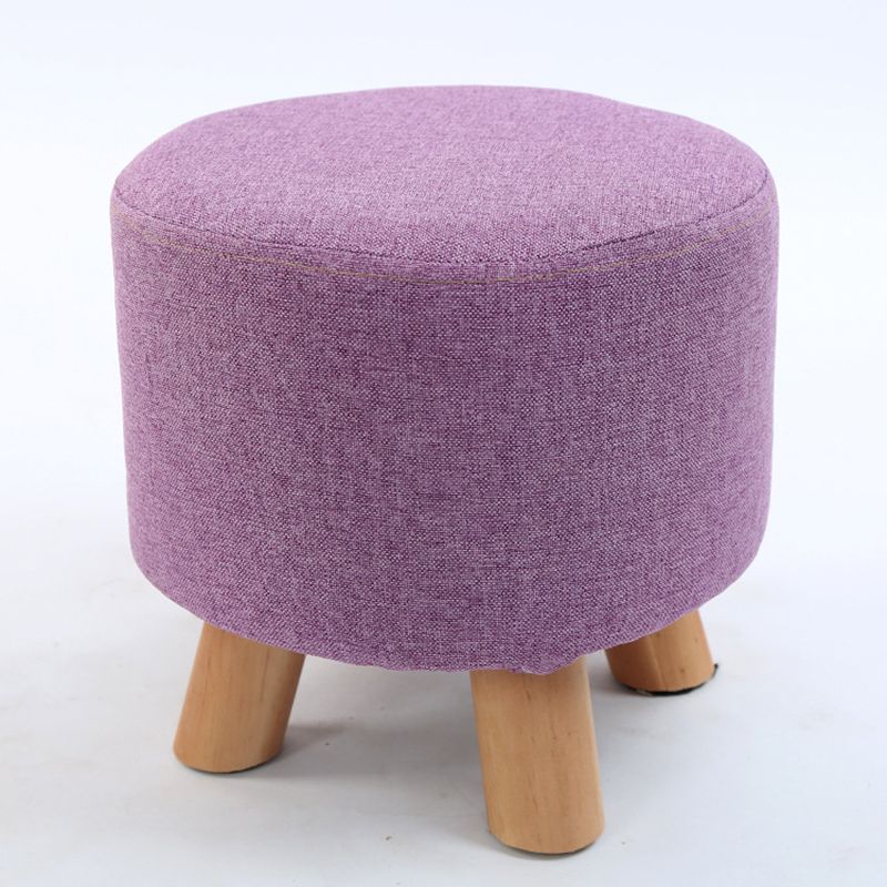 Trendy Cotton Blend Ottoman Plain Round Indoor Footstool Ottoman