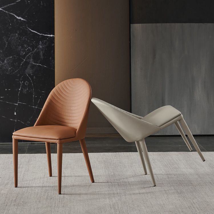 Moderne PU lederen eetkamerstoel Armless Metal Dining Chair voor thuisgebruik (set van 2)