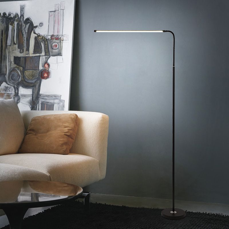 Linear Shape Metal Floor Light Modern Style 1 Light Floor Light Fixtures in Black