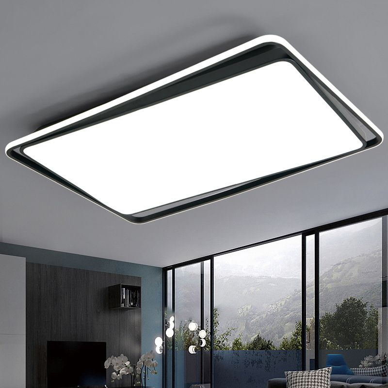 Modern Style Black Led Flush Mount Fixture Geometric Acrylic Flush Ceiling Lighting