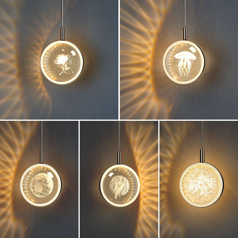 Ball Hanging Lights Modern Style Crystal 1 Light Pendant Light Kit