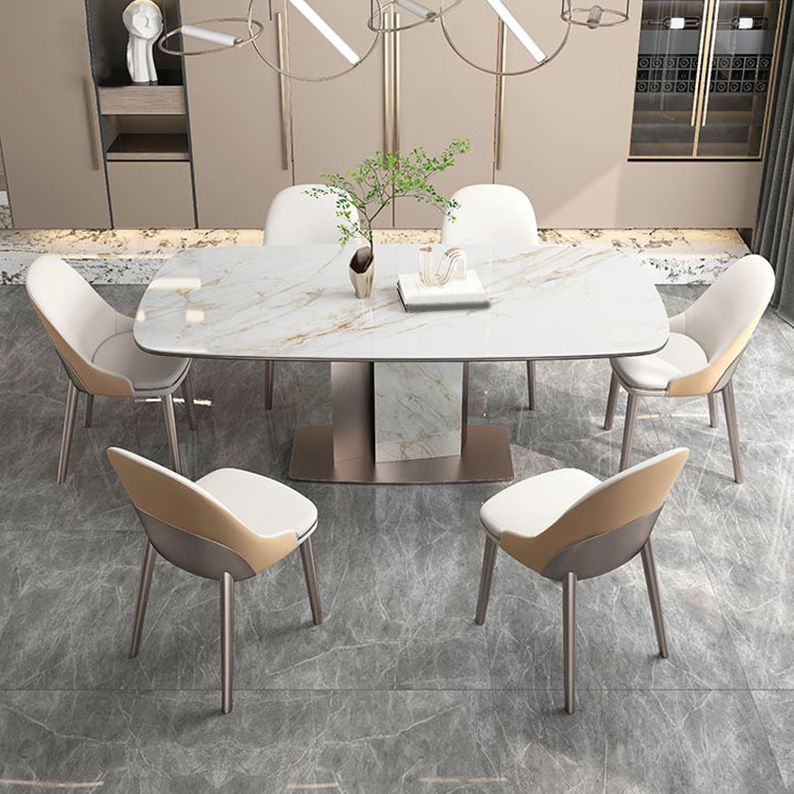 Nordic Sintered Stone Top Dining Set Rectangular 1/4/5/7 Pieces Dinette Table Set