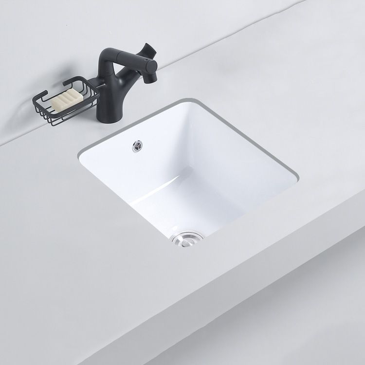 Modern Bathroom Sink Porcelain with Overflow and Drain Assembly Undermount Vanity Sink