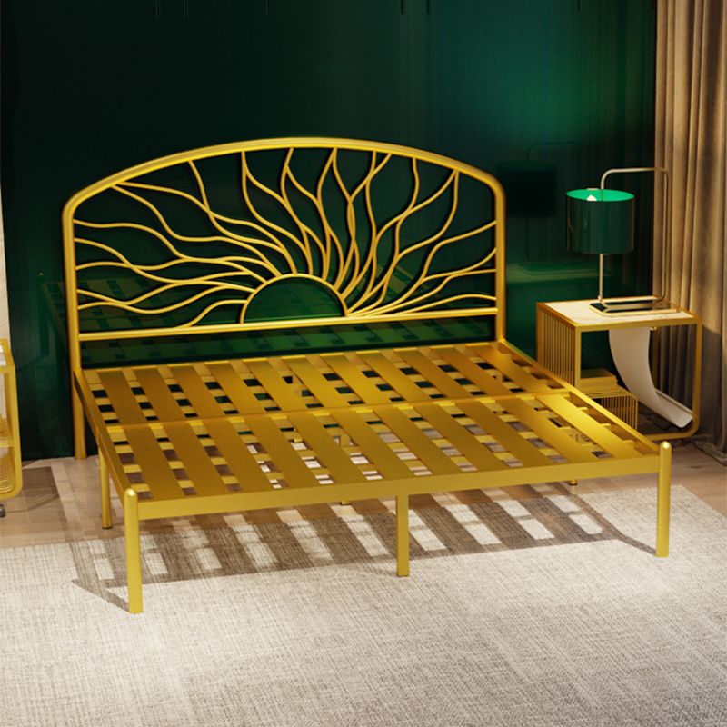 Glam Bed Frame with Arched Headboard, Metal Open-Frame Bed, 41" Tall