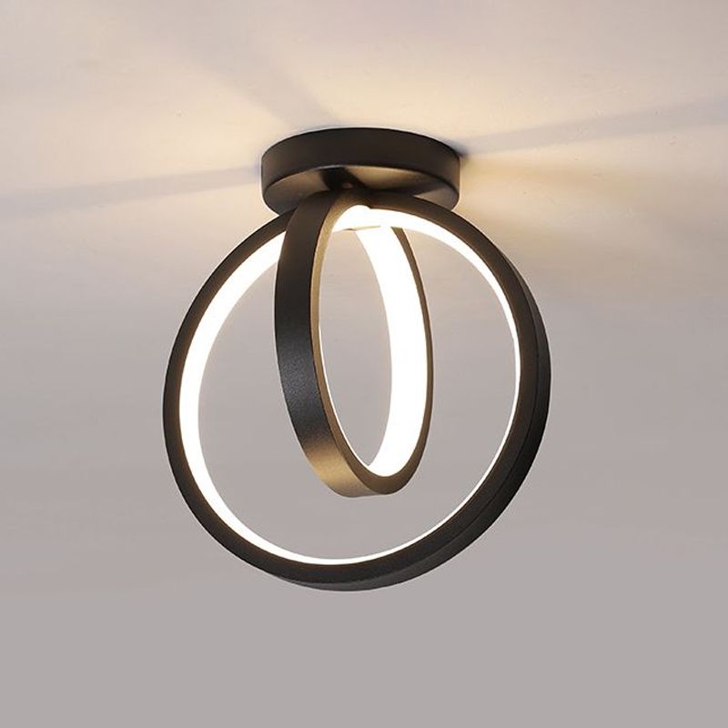 Foyer circular, luz empotrada en el techo, iluminación LED minimalista metálica de montaje semiempotrado