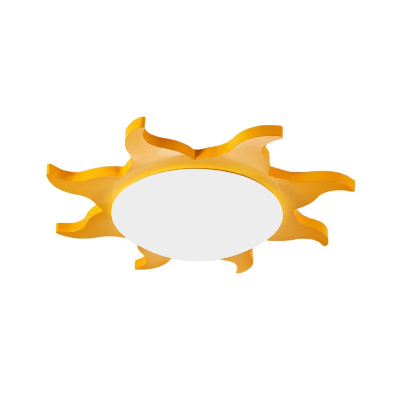 Luz de techo empotrada en forma de sol, luz de techo acrílica de madera de dibujos animados para jardín de infantes