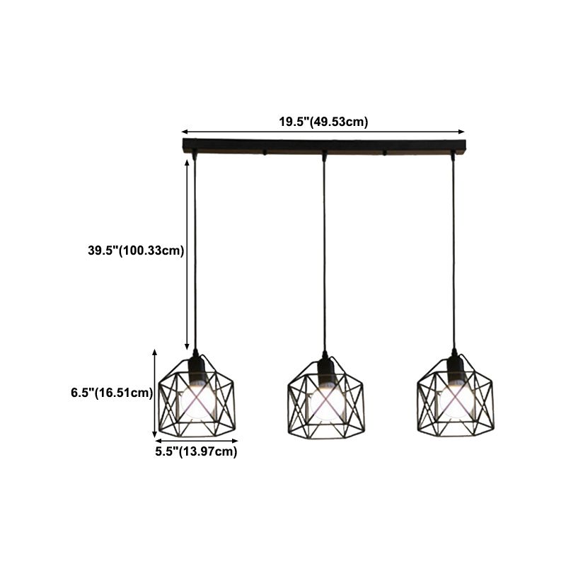 Geometric Shape Metal Island Pendant Industrial Style Island Lighting for Hallway