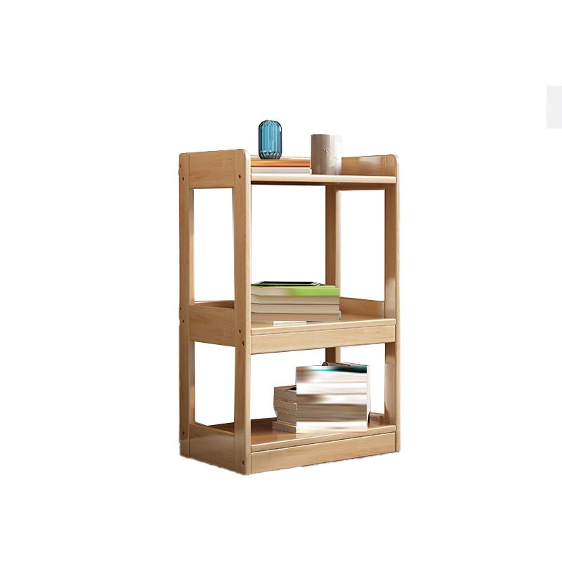 Contemporary Open Shelf Bookcase Rubberwood Bookshelf for Living Room