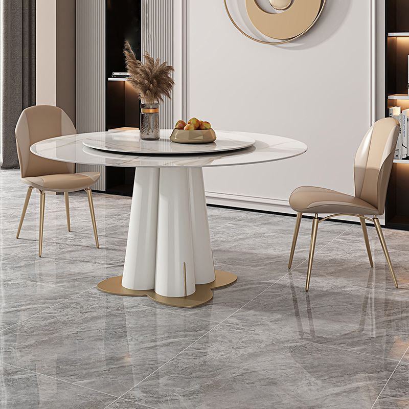 Nordic Glam Style Sintered Stone Round Table Set 1/3/5/6/7 Pieces Dining Set