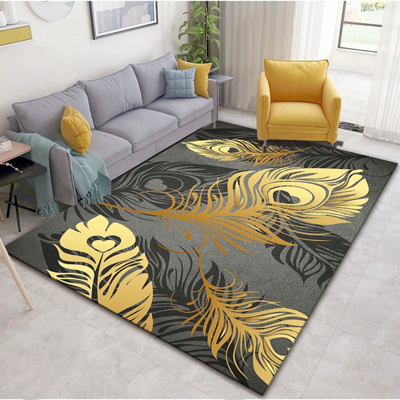 Goud modern tapijt polyester bladeren tapijt tapijt niet-slip achterste tapijt voor woningdecoratie
