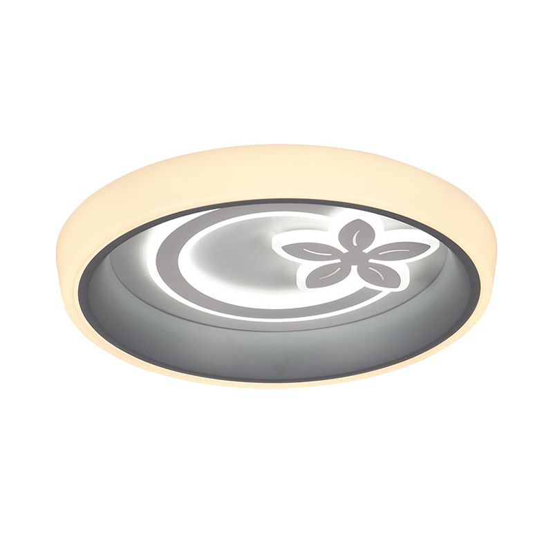 Rond plafond dicht bij plafondverlichting Noordse acryl eetkamer LED inbouwlamp met bloemmotief in wit