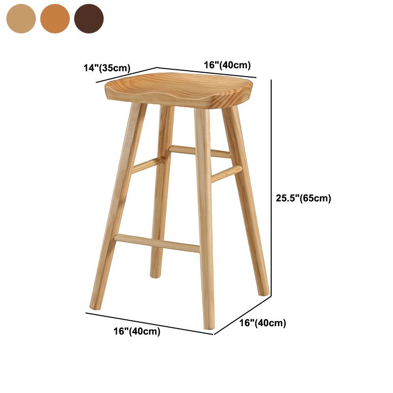 Modern Bristol Solid Wood Bar Stool Backless Footrest Barstool