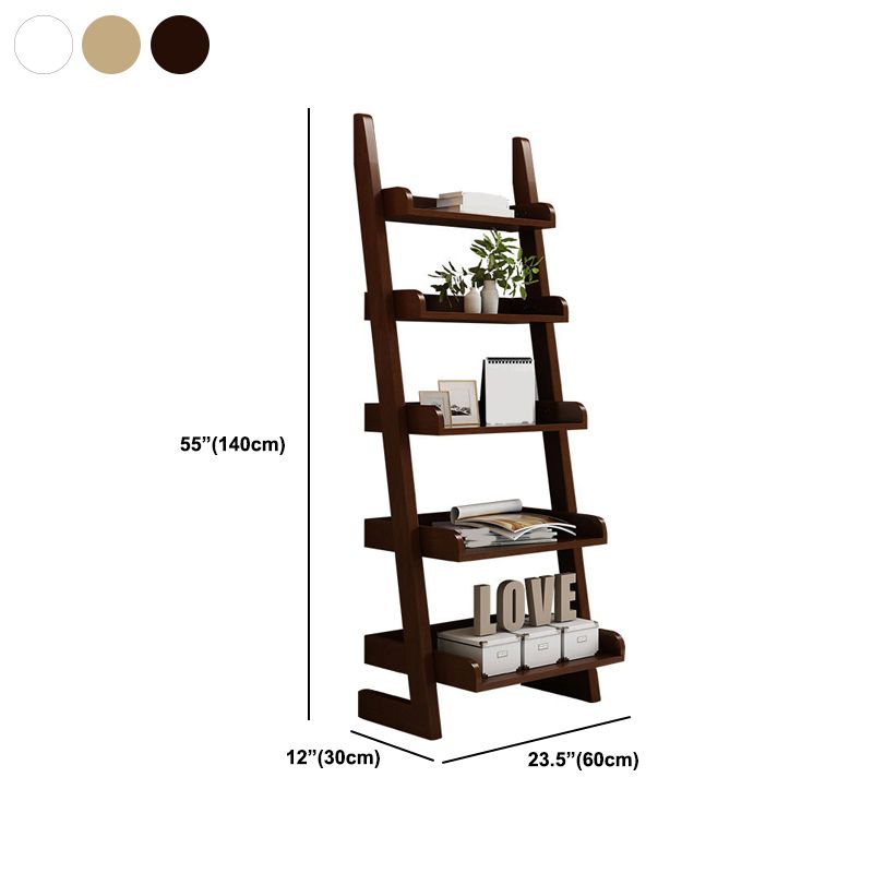 Modern Solid Wood Bookshelf Open Back 5-shelf Bookcase for Living Room