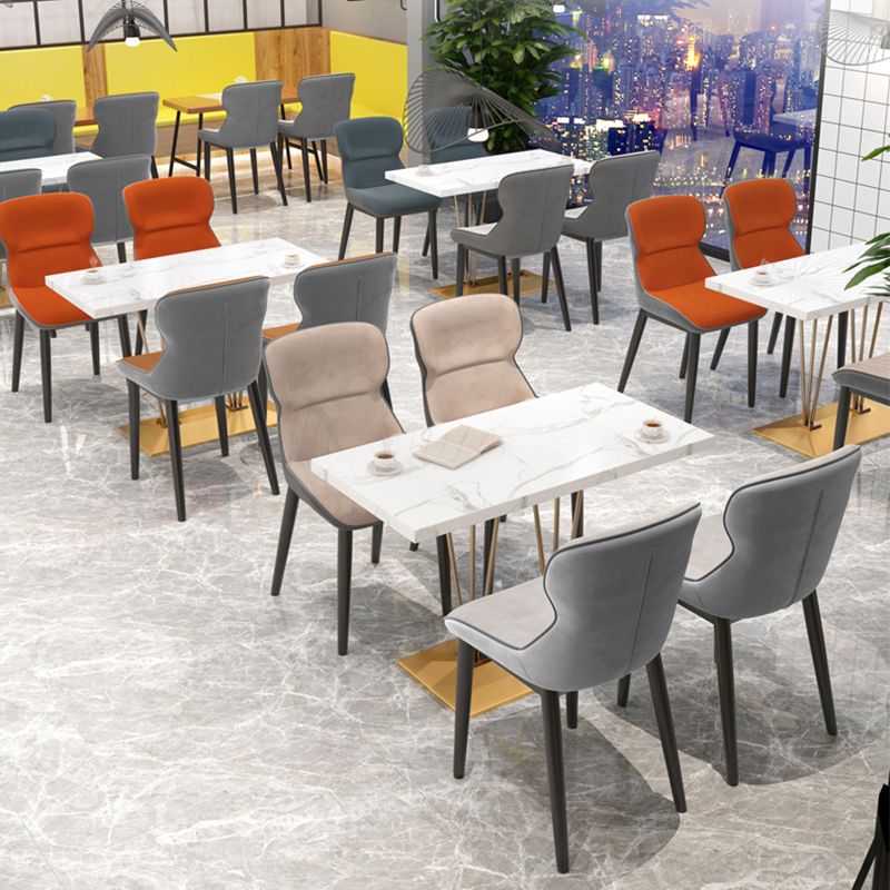 Silla tapizada con respaldo interior contemporáneo del comedor del metal del sillón