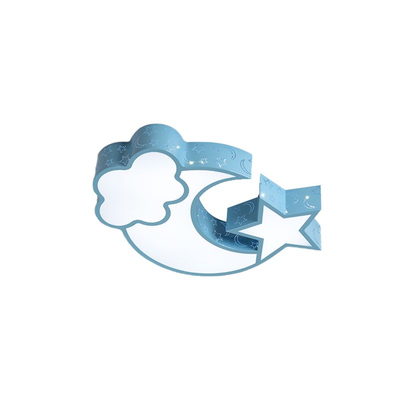 Kids Cloud and Crescent Ceiling Light Acrylic Candy Colored Flush Mount Light for Hallway