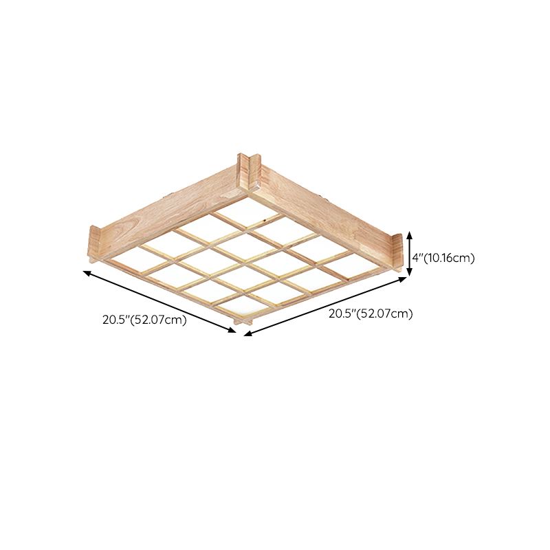 Modern Wood Flush Mount LED Geometric Shape Ceiling Light with Acrylic Shade for Bedroom