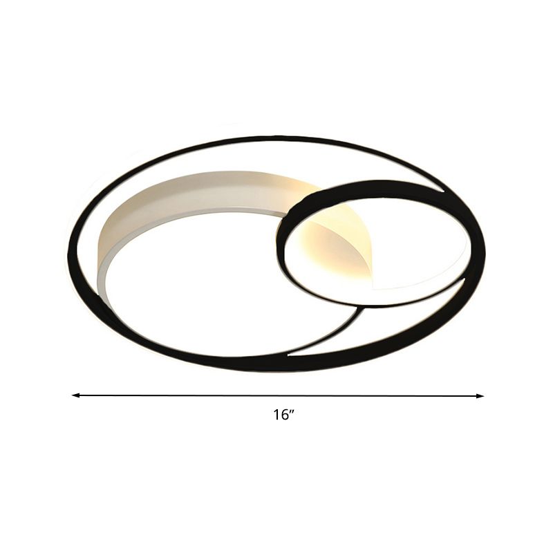 Acrylic Ring Shape Flushmount Lighting Modern Stylish LED Gray/White/Black and White Ceiling Lamp in Warm/White/3 Color Light