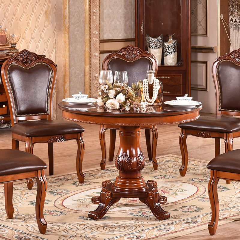 Sillas de comedor victorianas sin brazos Sillas laterales tapizadas en cuero (juego de 2)