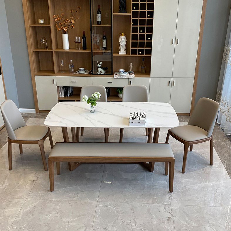 Modern Rectangle Dining Table 4 Legs Standard Height Table without Chair