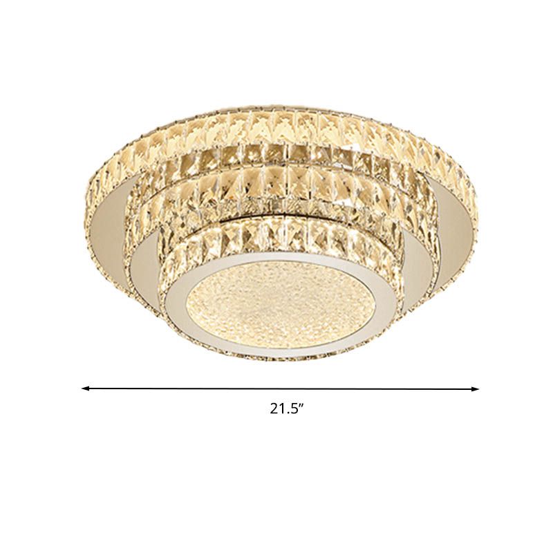 18 "/21.5" W LED Tre - Tiered Flush Light Fixture Modern White Crystal Flush Mount Lighting per Bedroom in Warm / White Light / Remote Control Stepless Dimming