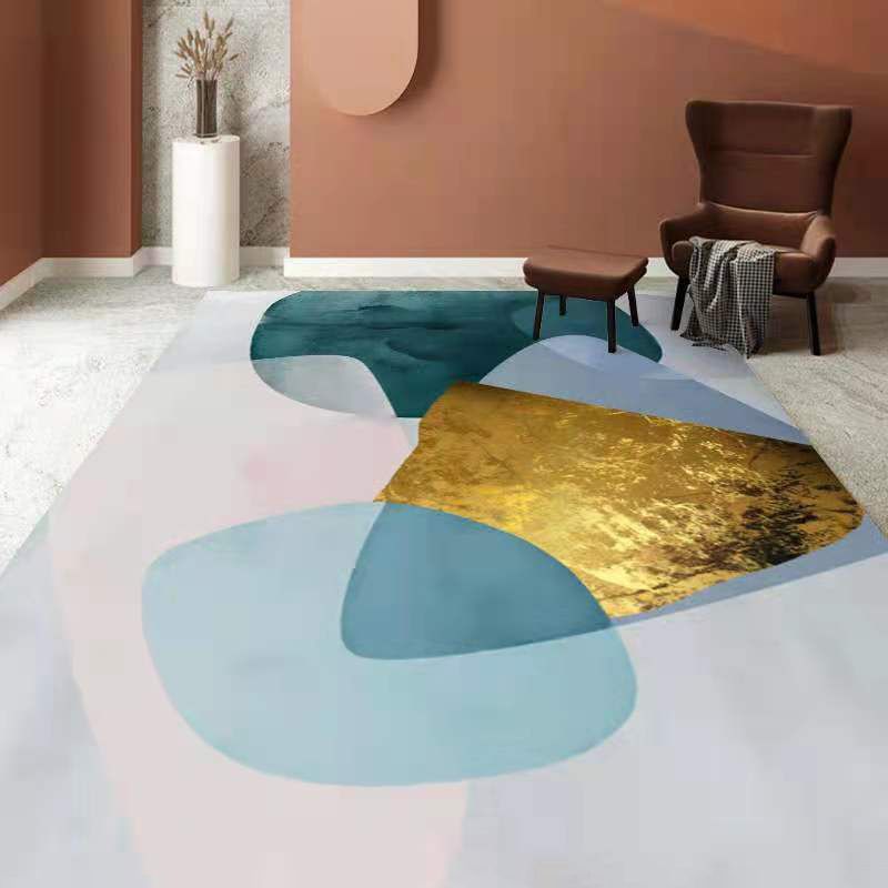 Living Room Area Rug Modern Abstract Printing Rug Polyester Non-Slip Backing Carpet