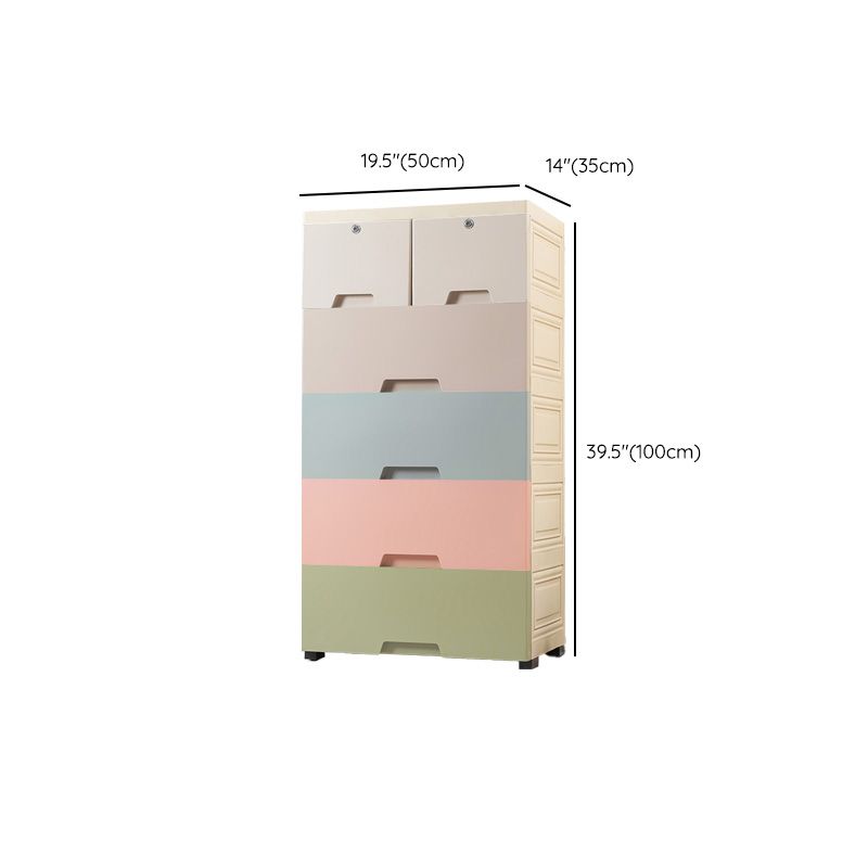 Plastic Vertical Contemporary Kids Nightstand with 5/6 Drawers for Bedroom