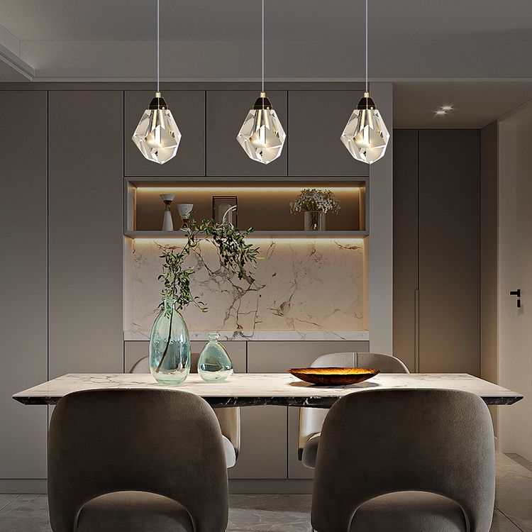Crystal Unique Shape Hanging Light Modern Style 1 Head Hanging Mount Fixture for Bedroom