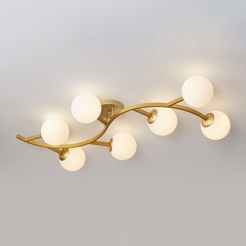 Sphere Glass Semi Mount Lighting Modern Style Ceiling Mounted Light