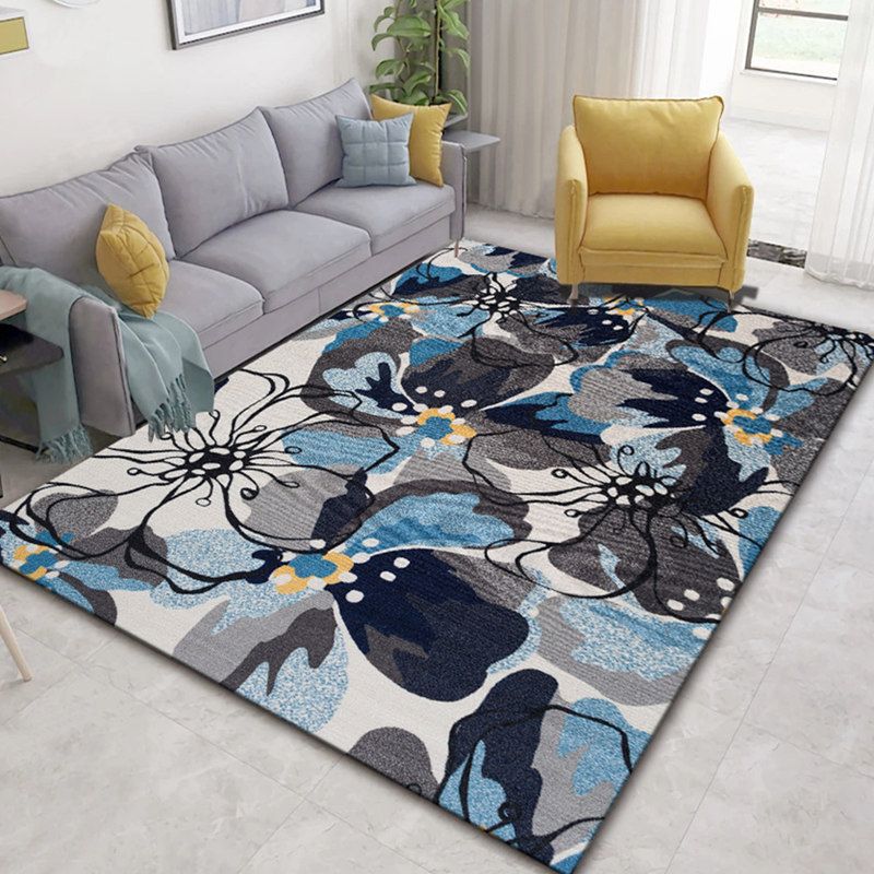 Glam Nordic Area Rug Multi-Colored Plant Carpet Stain Resistant Washable Anti-Slip Backing Rug for Sitting Room