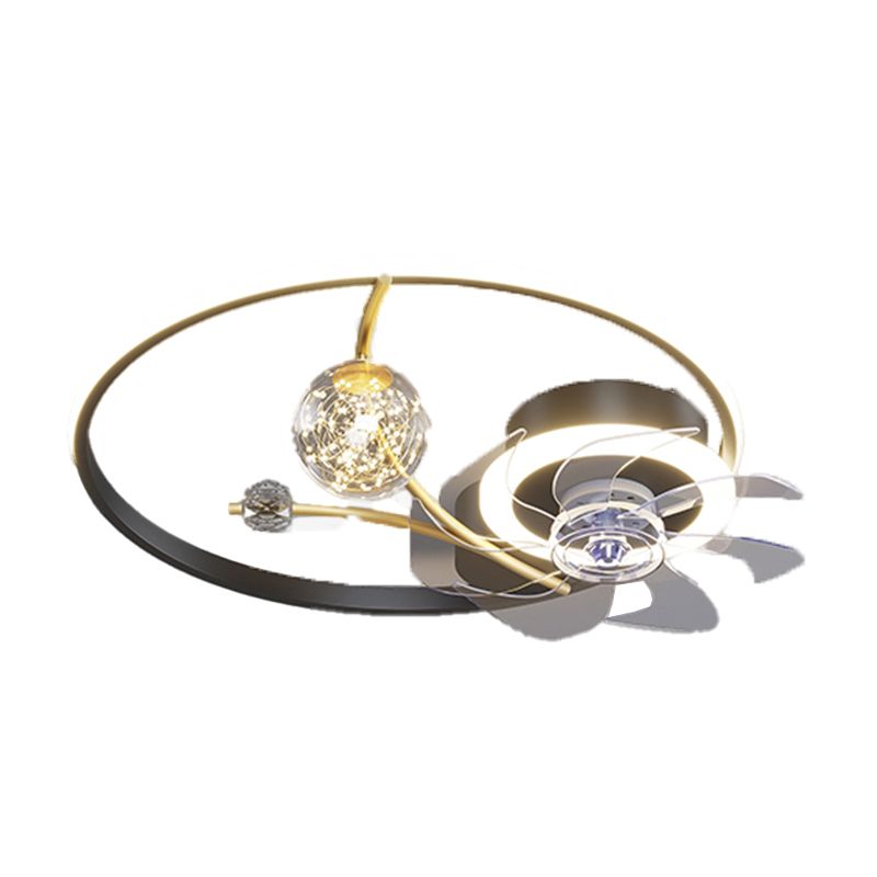 Multi Light Ceiling Fan Lighting Modern Style Metal Ceiling Fan Light for Bedroom