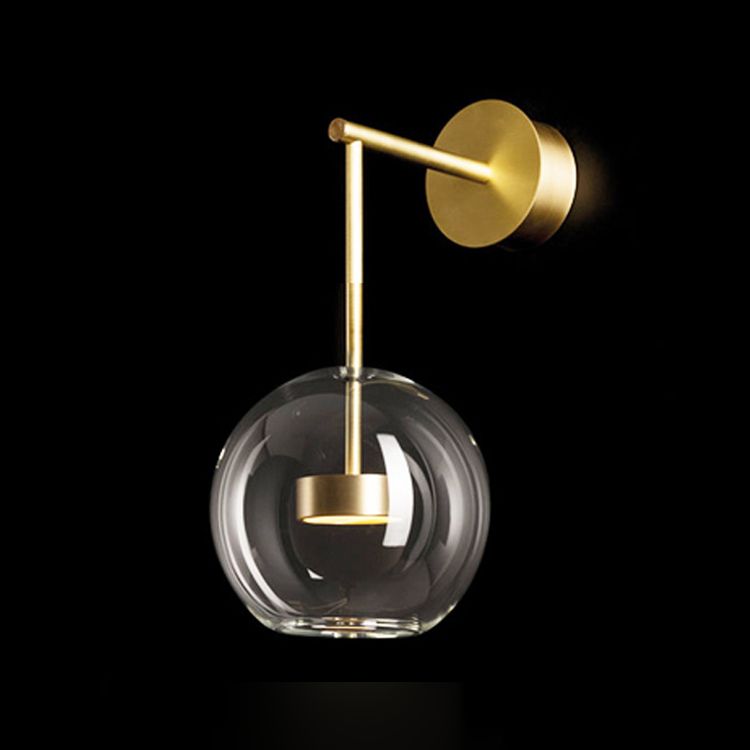 Modern Glass Wall Light Globe Shape 14.5" High Wall Sconce in Gold for Bedroom