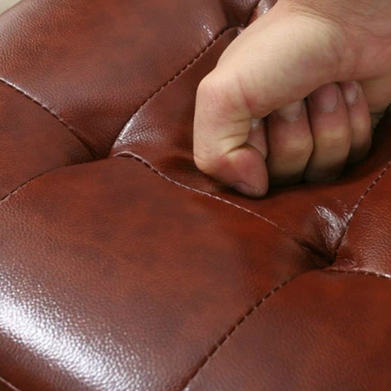 Pure Color Square Standard Modern Wine Red Leather Ottoman for Living Room