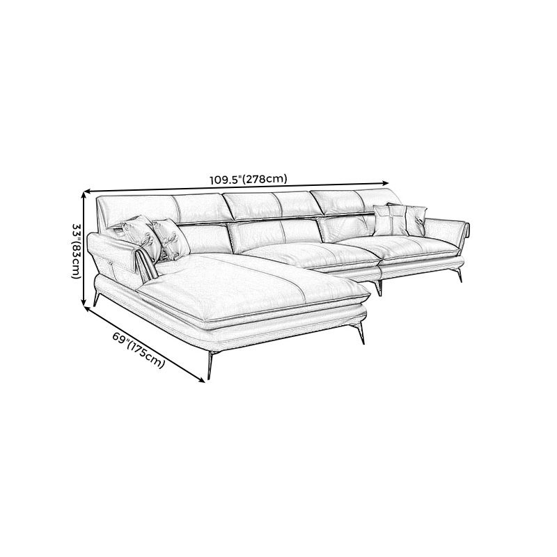 Leather Sofa in Gray Pillow Top Arm Cushions Modern Sofa for Living Room