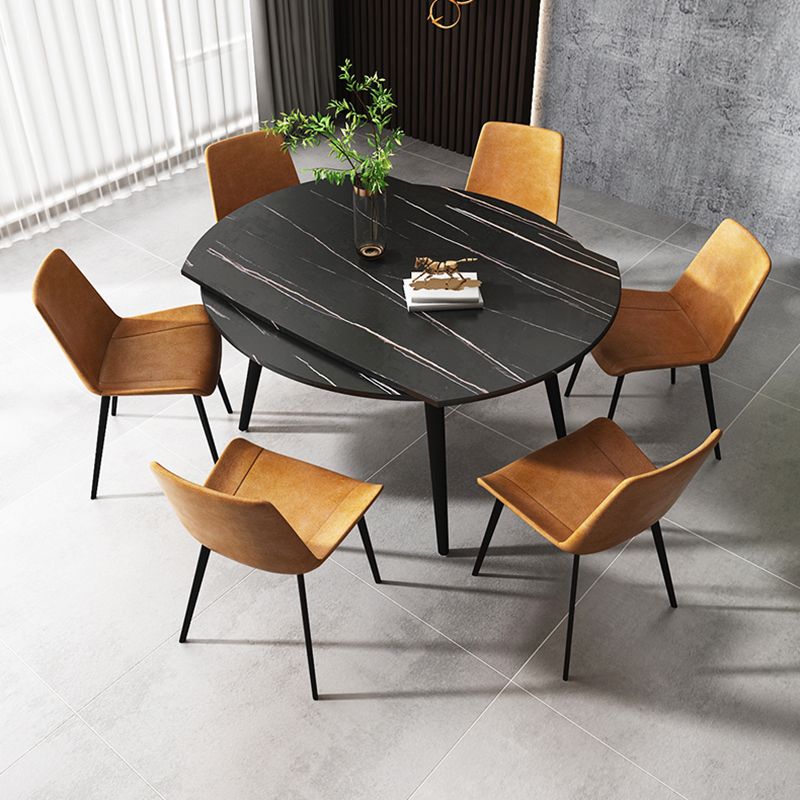 4-foot Stone Dinette Table Simplicity Style Round Dining Table with Drop Leaf