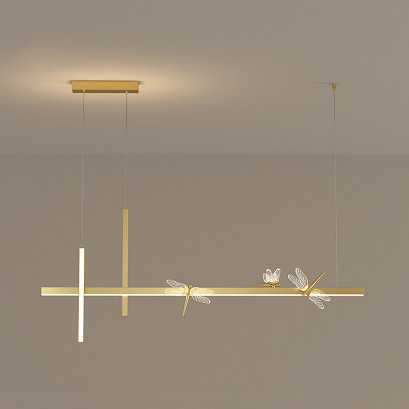 Luces de isla colgantes de libélula ultra contemporánea accesorios de iluminación de araña acrílica para restaurante