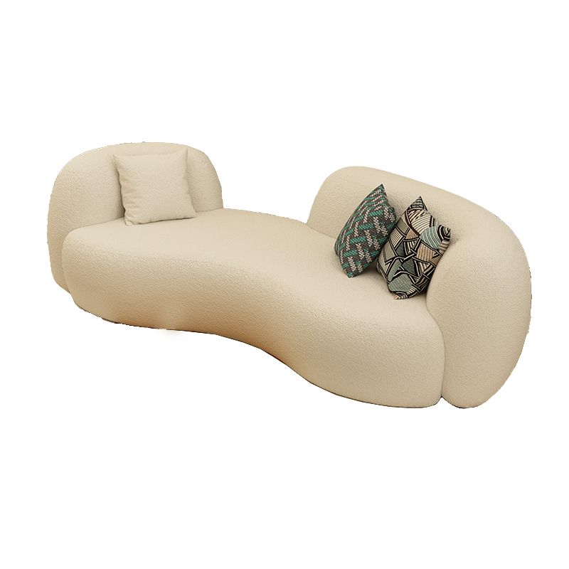 Wool Recessed Arm Sofa Curved Sofa 29.53" High for Living Room
