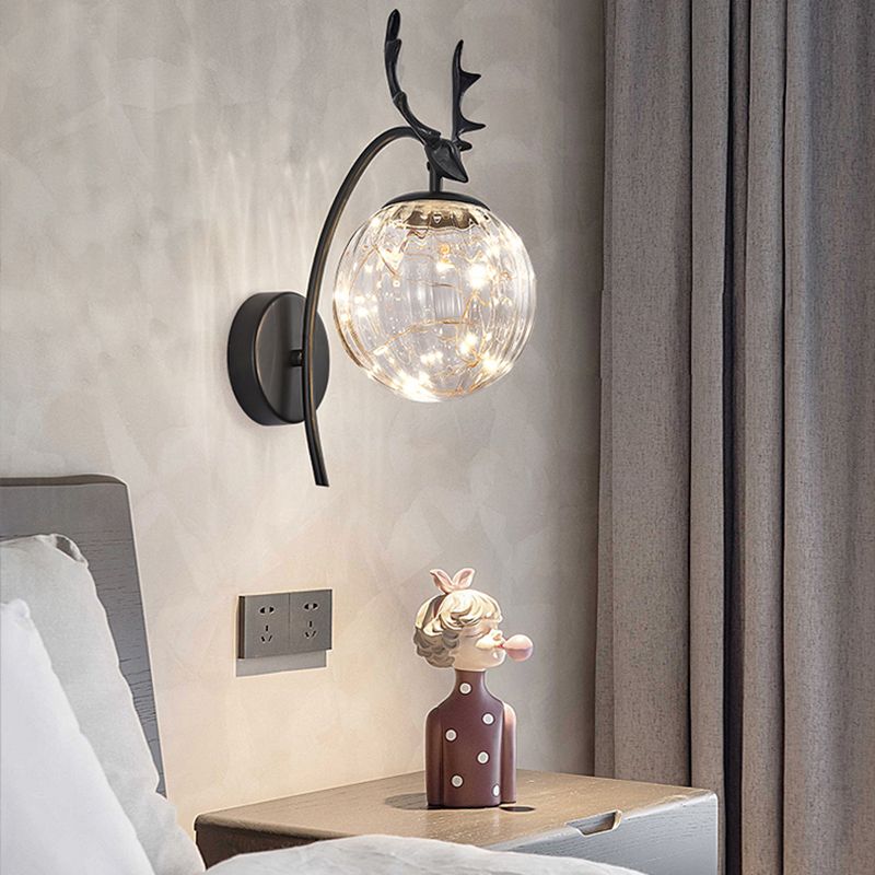 1 Light Spherical Wall Lights Modern Style Glass Wall Lighting Fixtures