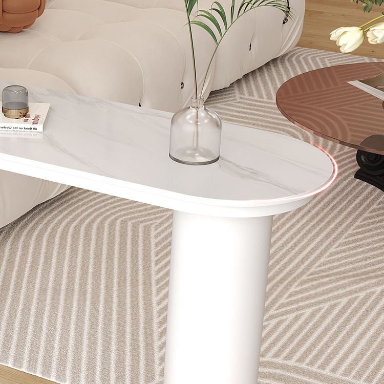 White Free Form Bar Table with Storage Base for Small Places