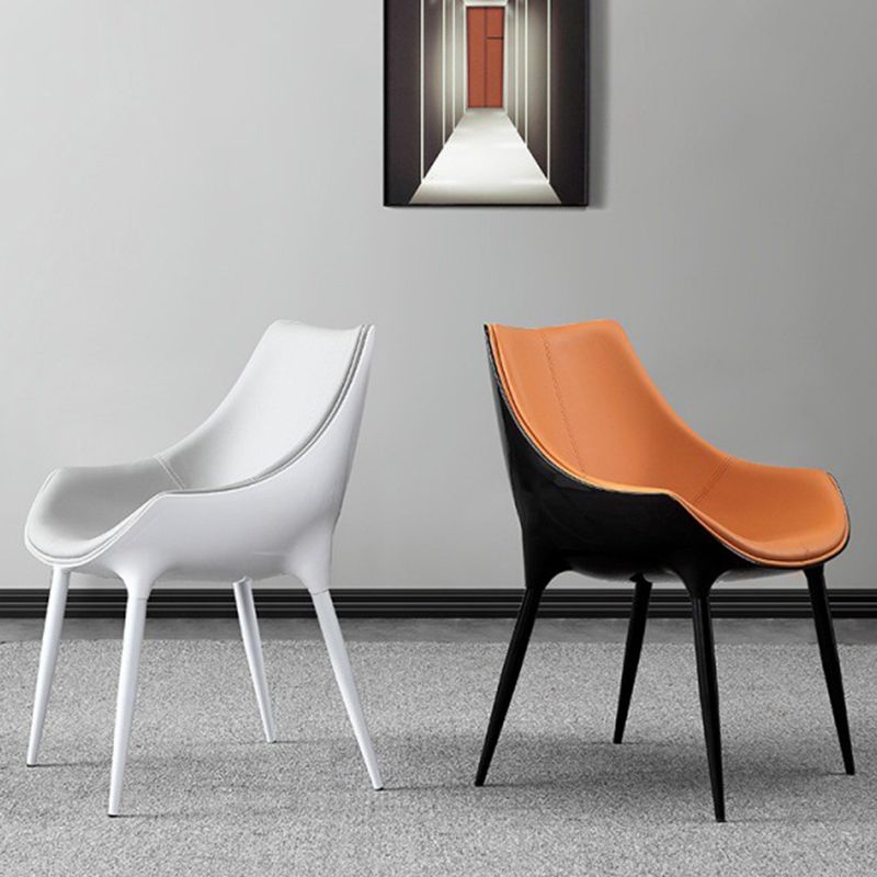 Indoor moderne stijl zijstoel Solid Back Metal gestoffeerde eetkamerstoel (set van 2)