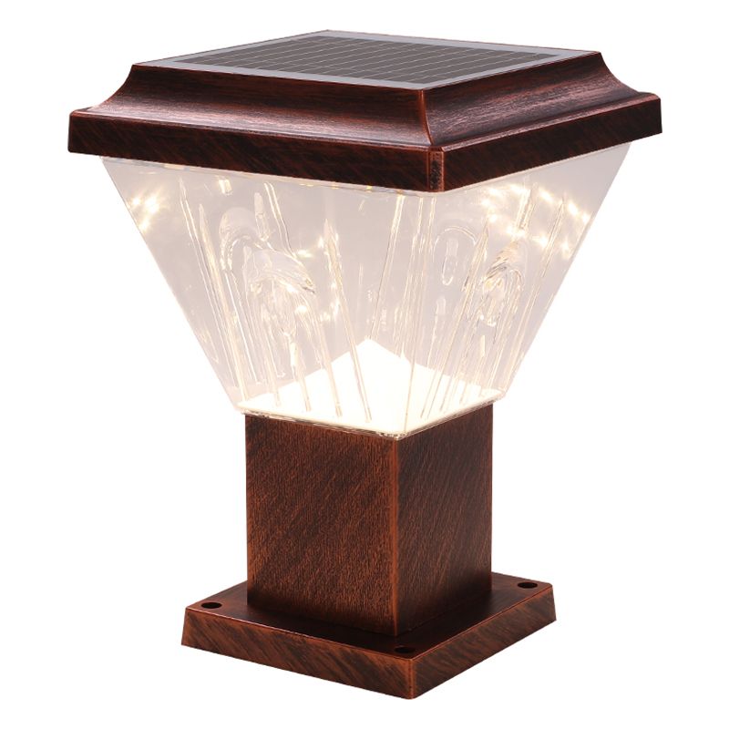 Modern LED Pillar Lamp Waterproof Solar Lighting Fixture with Acrylic Shade for Garden