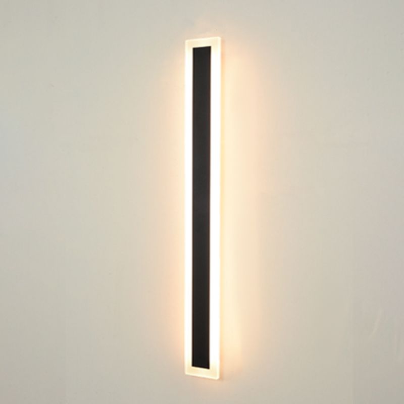 Metal Linear Shape Wall Mount Lighting Modern 1 Light Wall Mounted Light Fixture in Black