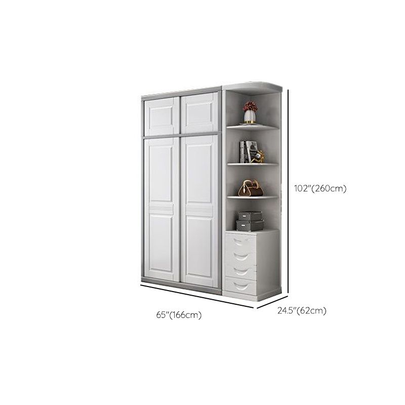 Rubberwood Wardrobe Cabinet with Shelves Modern Wardrobe Closet