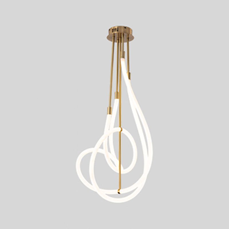 Simple Style Chandelier Gold Led Hanging Light for Bedroom Dining Room