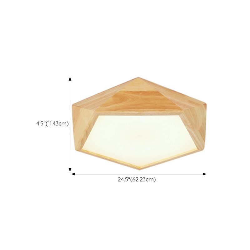 1 Light Geometric Flush Mount Contemporary Wood Flush Light for Bedroom
