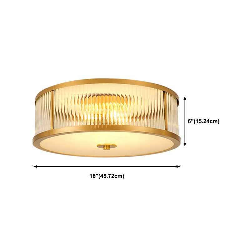 American Style Ceiling Lamp Glass Gold Flush Mount Lighting for Bedroom