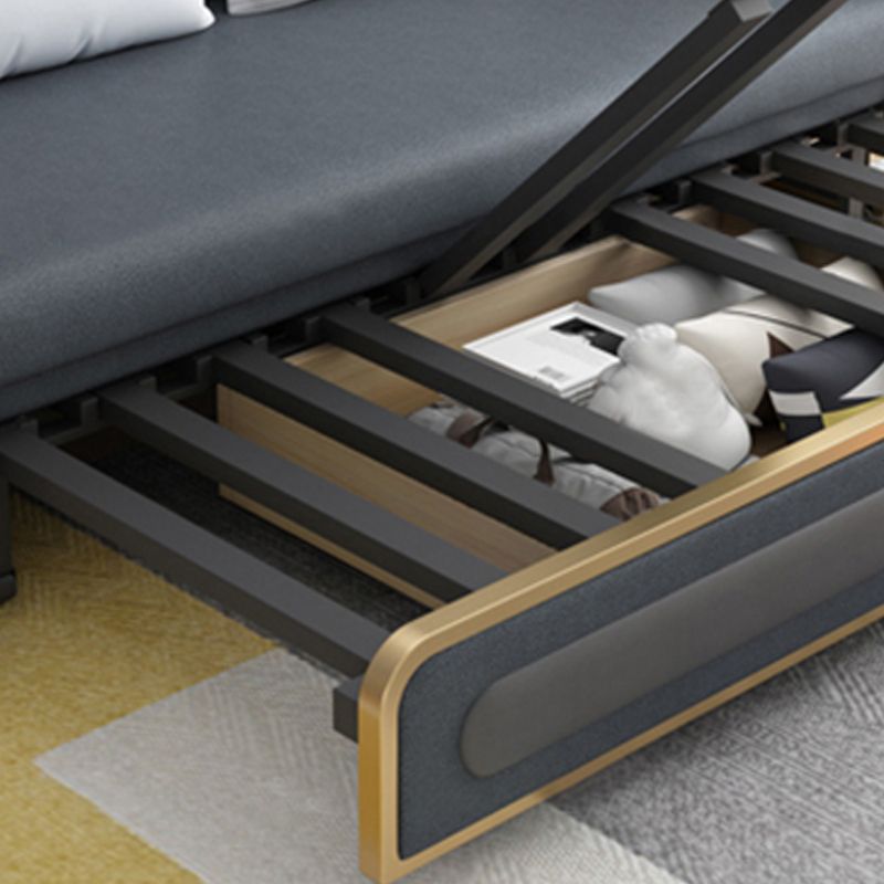 Pillow Back Square Arms Sleeper Sofa Faux Leather Futon Sleeper Sofa Bed with Storage